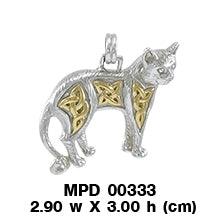 The Mystical Paw of the Celtic Cat Silver with 14K Gold Accent Pendant MPD333 - Jewelry